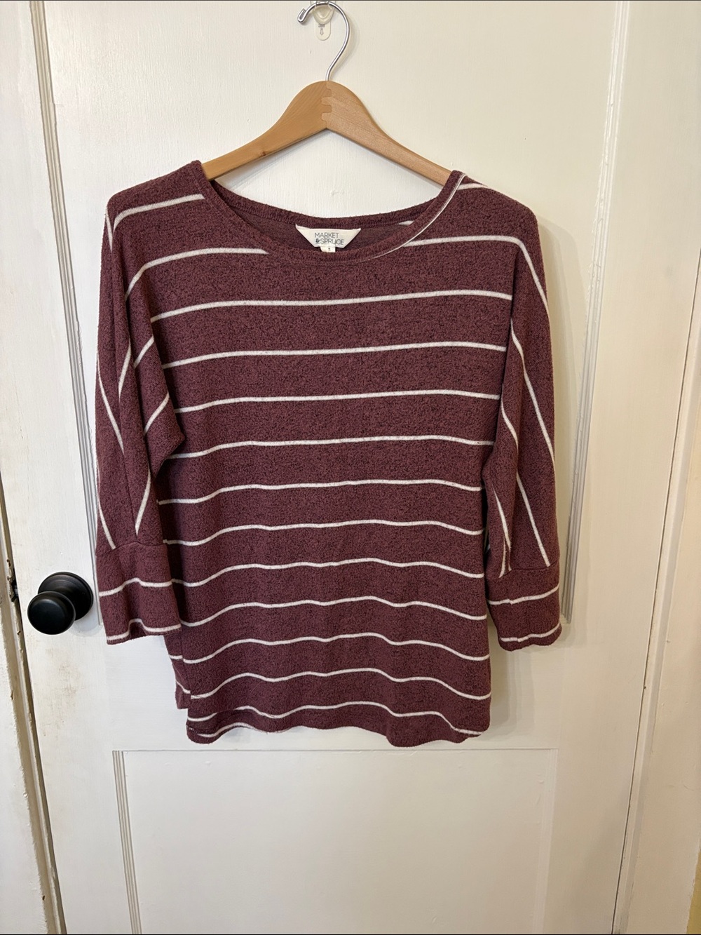Market & Spruce Wine and White Striped Knit Top - Stitch Fix